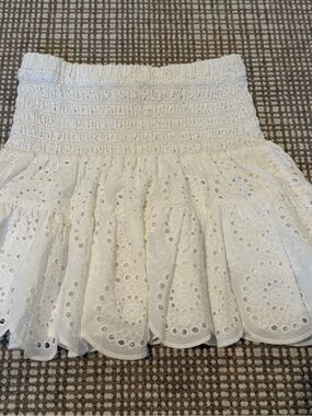 Cartolina White Eyelet Smocked Skirt